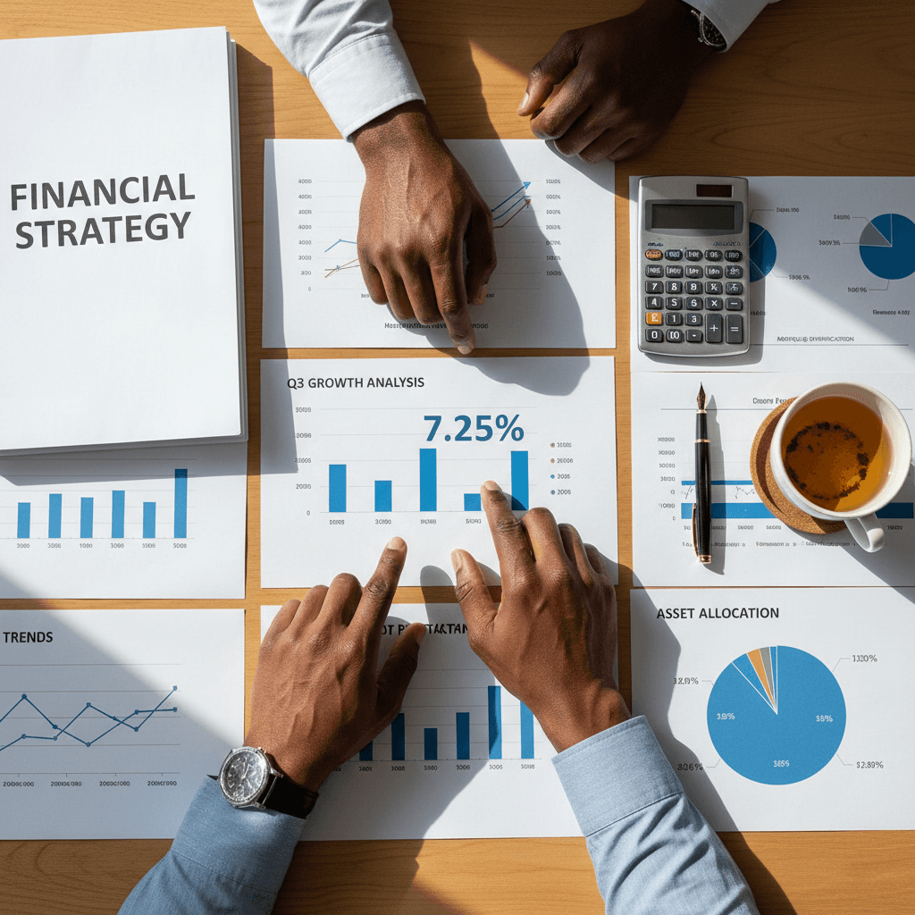Professional reviewing financial documents at a desk